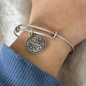 Alex and Ani Silver Celtic Knot Charm Bangle Bracelet Stackable Boho Minimalist